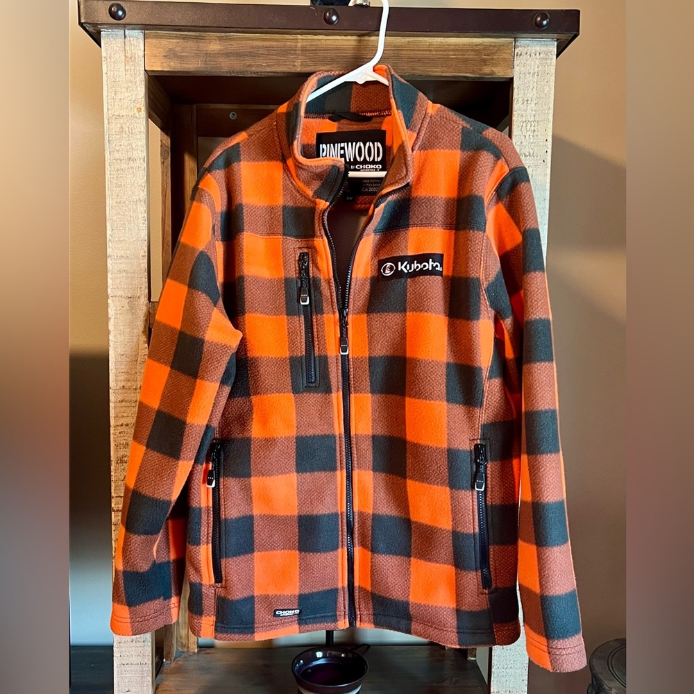 Kubota Orange and Black Plaid Fleece Jacket